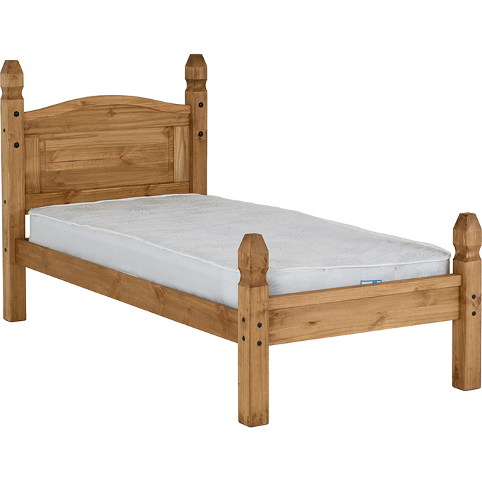 Corona Single Bed Low Foot End In Distressed Waxed Pine - Click Image to Close